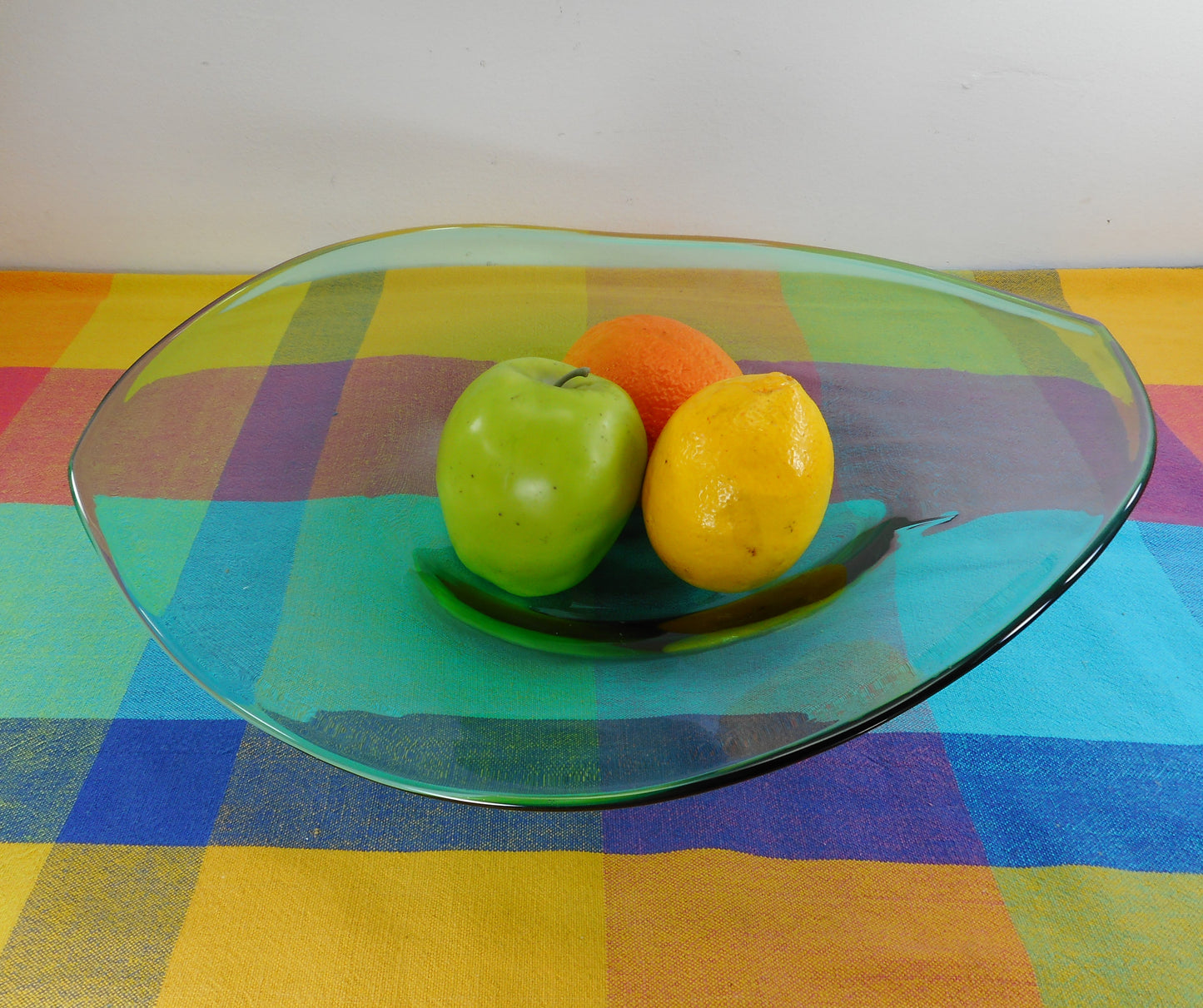Blenko Glass USA Large 16" Free Form Centerpiece Green Bowl MCM