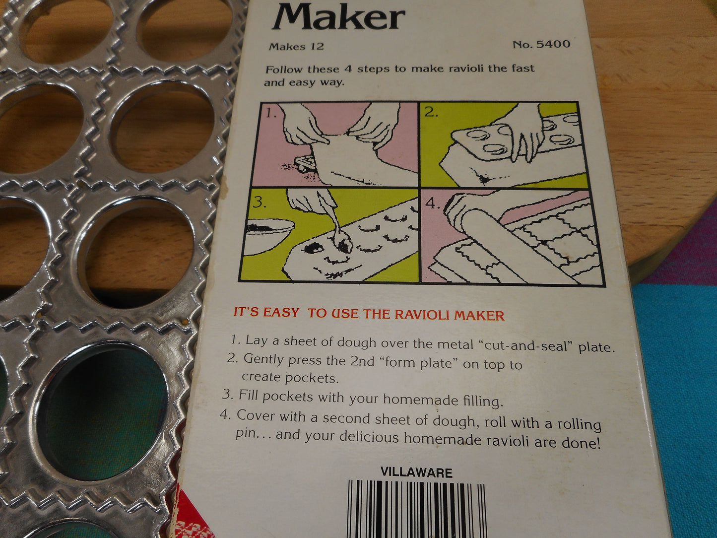 VillaWare Ravioli Maker No. 5400 Aluminum Plastic Original Box Used