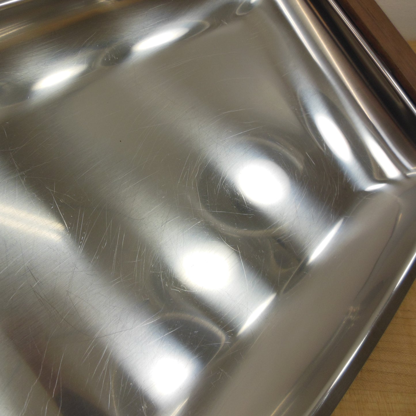 Voss Denmark Teak Wood Stainless Steel Serving Tray Danish Modern used