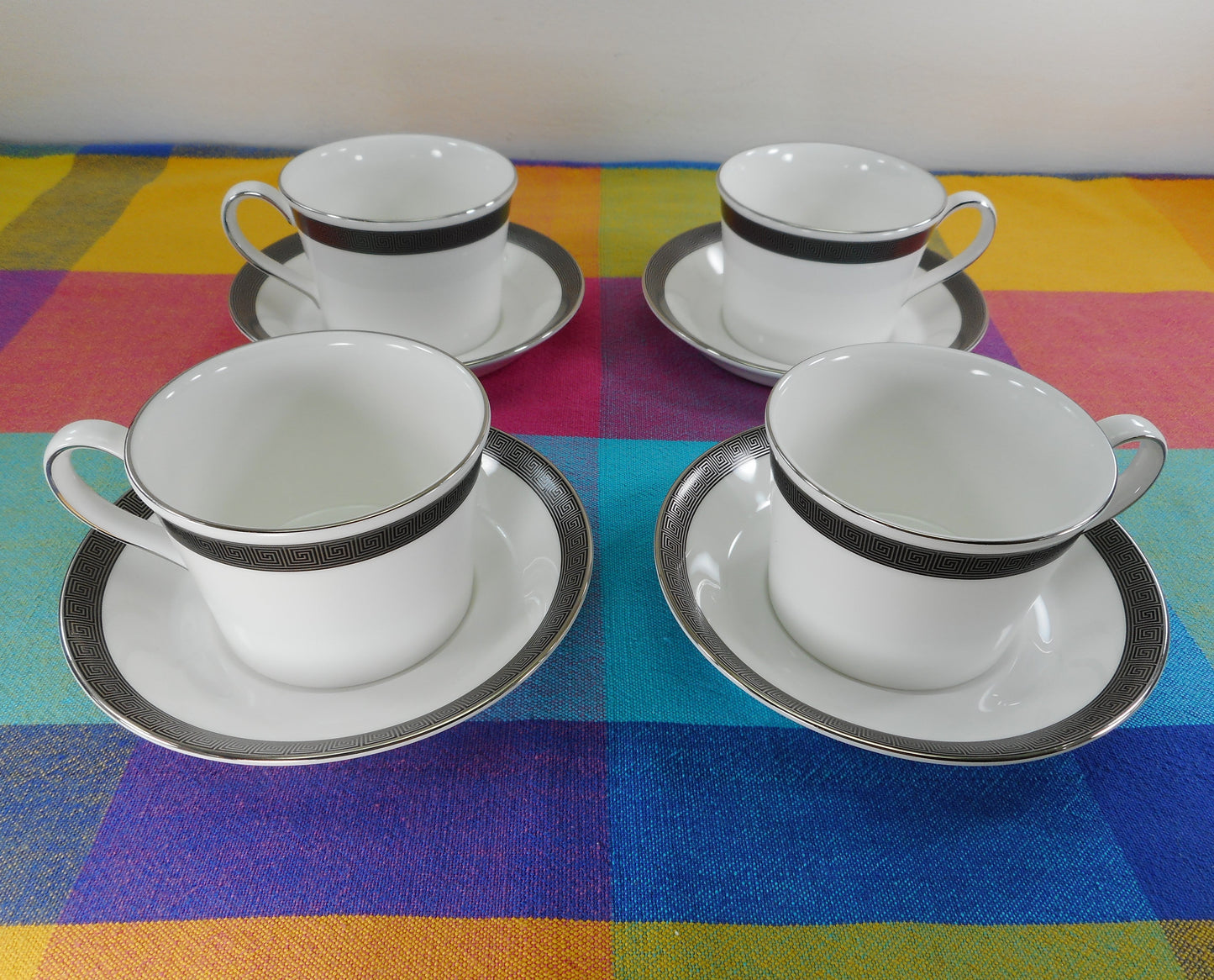 Wedgwood England Bone China - Metropolis - 4 Set Cup & Saucers Vintage