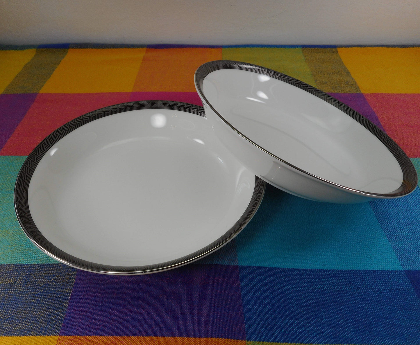 Wedgwood England Bone China - Metropolis - Pair Coupe Soup Bowls 7-7/8" Vintage