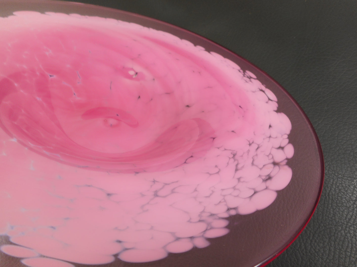 James Wilbat Signed Art Glass 10" Bowl Pink White - Not Dated Fine