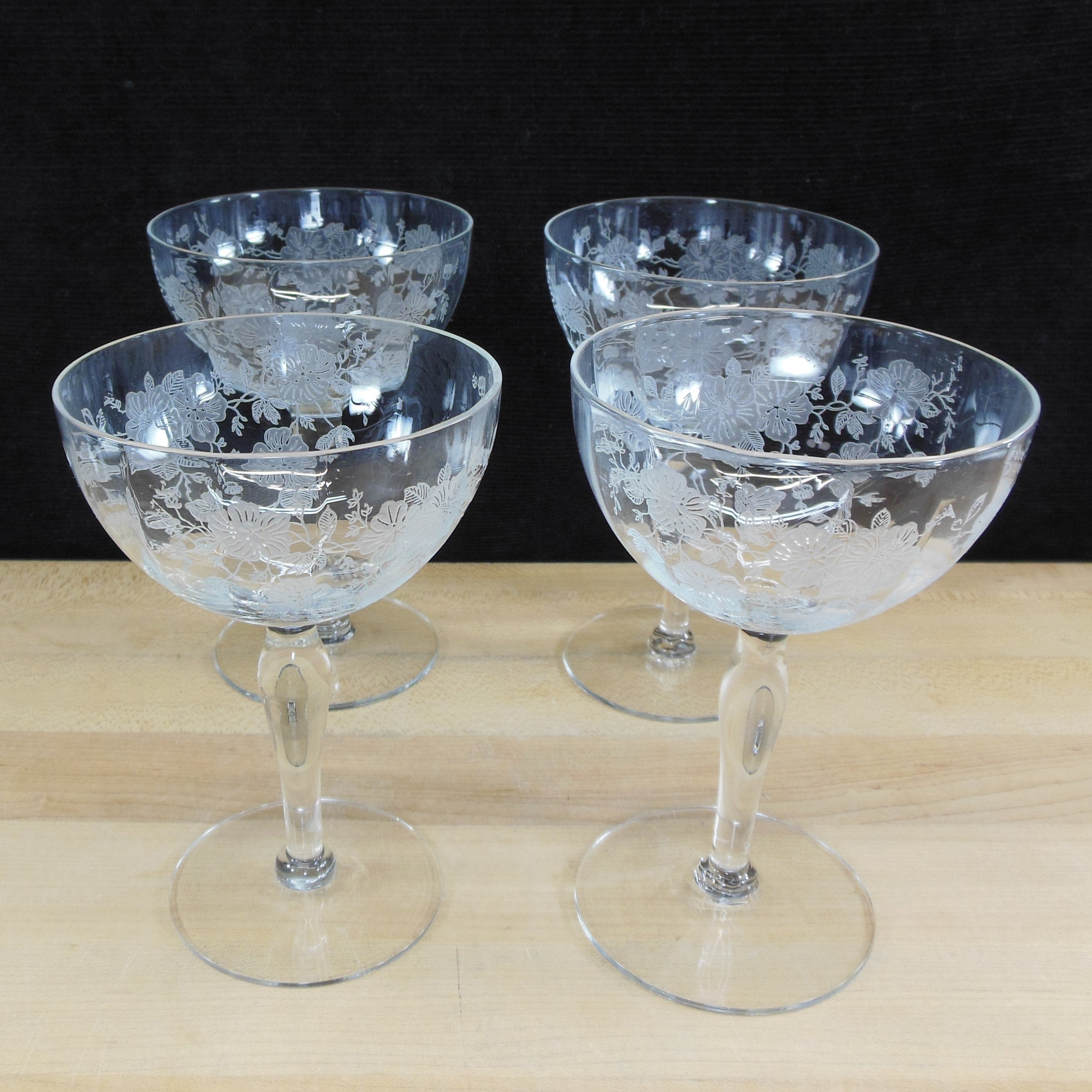 6 Vintage Etched Wine Glasses, 1950's, Vintage Tall Water Goblets, Vintage  Weddings ~ Wedding Toasting Wine Glasses, Unique Wine glasses