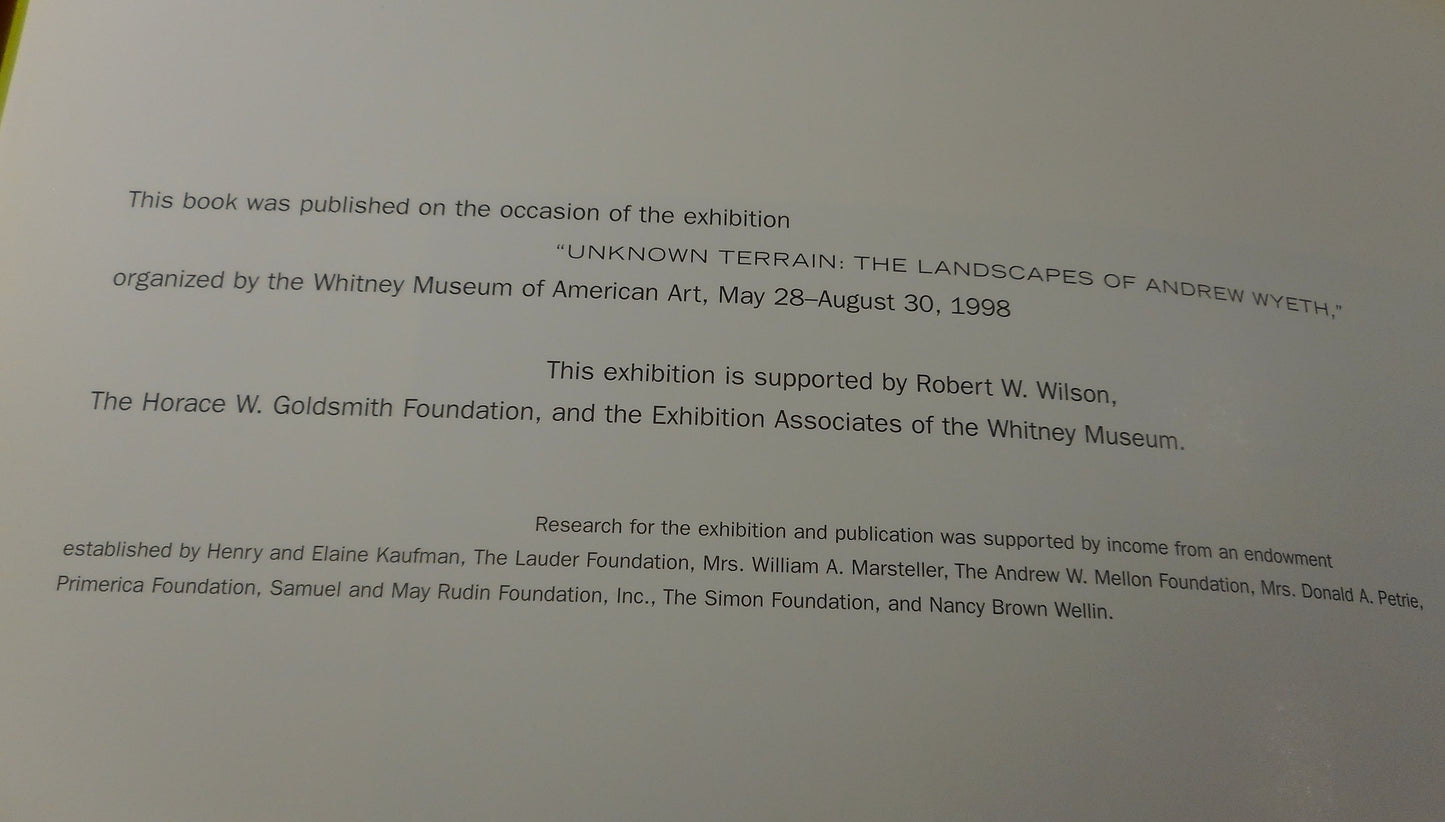 Unknown Terrain: the Landscapes of Andrew Wyeth 1998 Whitney Museum Exhibition Book Vintage