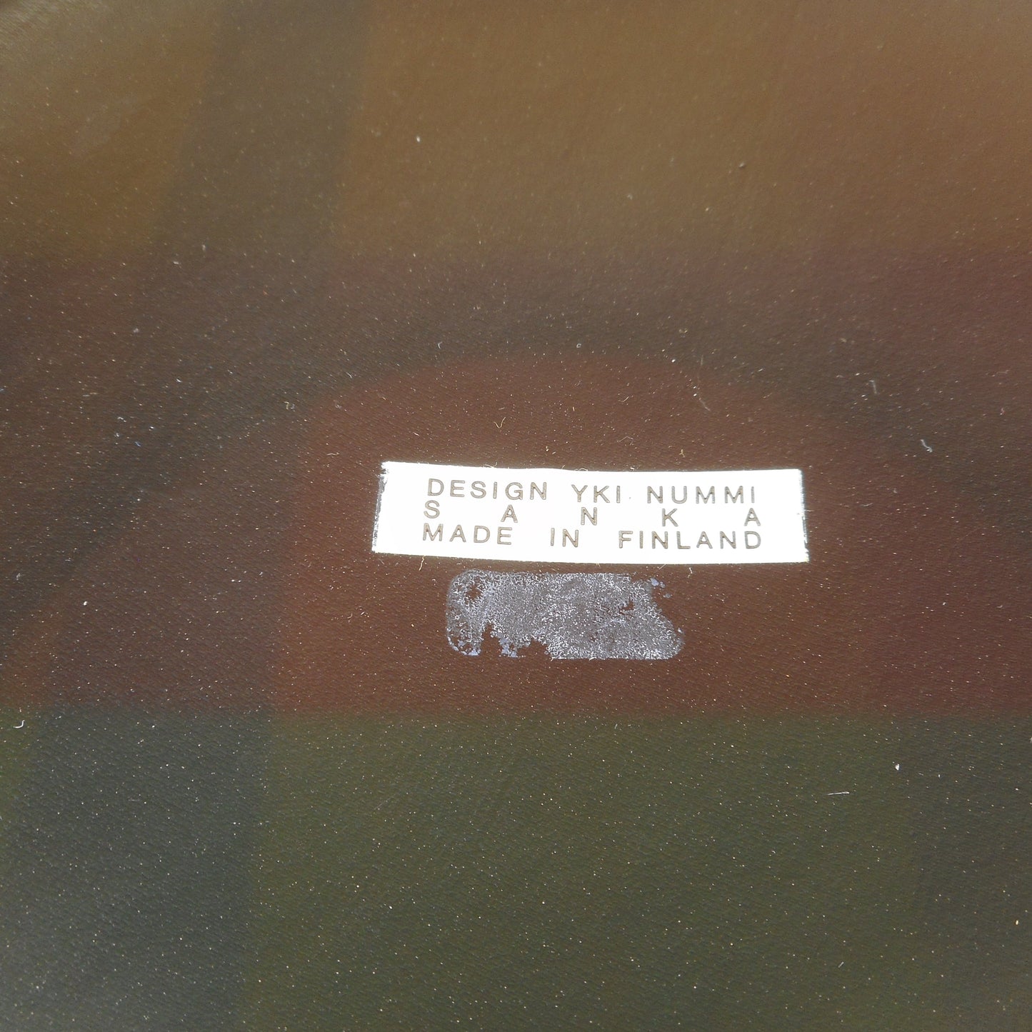 Sanka Finland - Yki Nummi Design Large Smoke Plastic Bowl paper Label