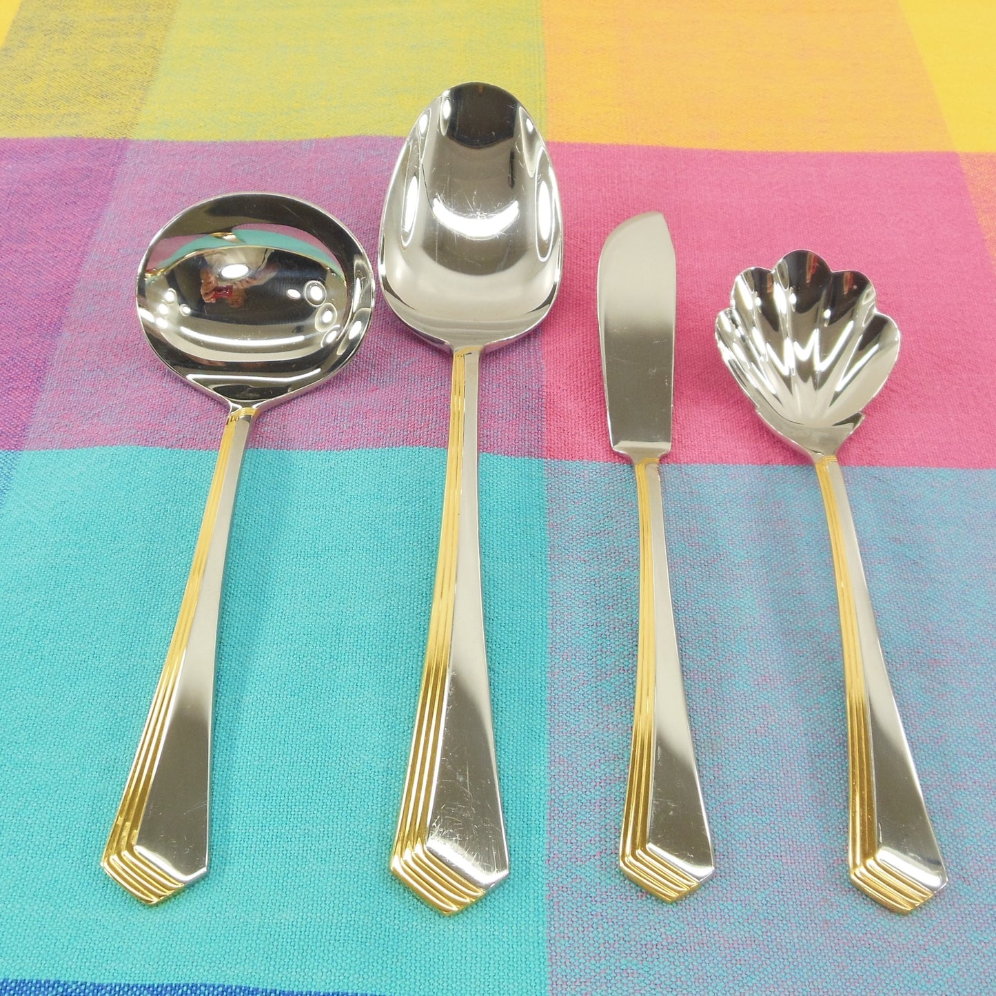 Yamazaki Ramona Gold Stainless Flatware - 4 Serving Pieces