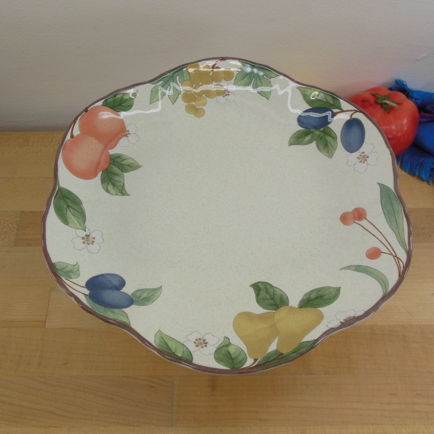 Mikasa Country Classics Fruit Panorama - Compote Cake Plate Vintage Unused Stand