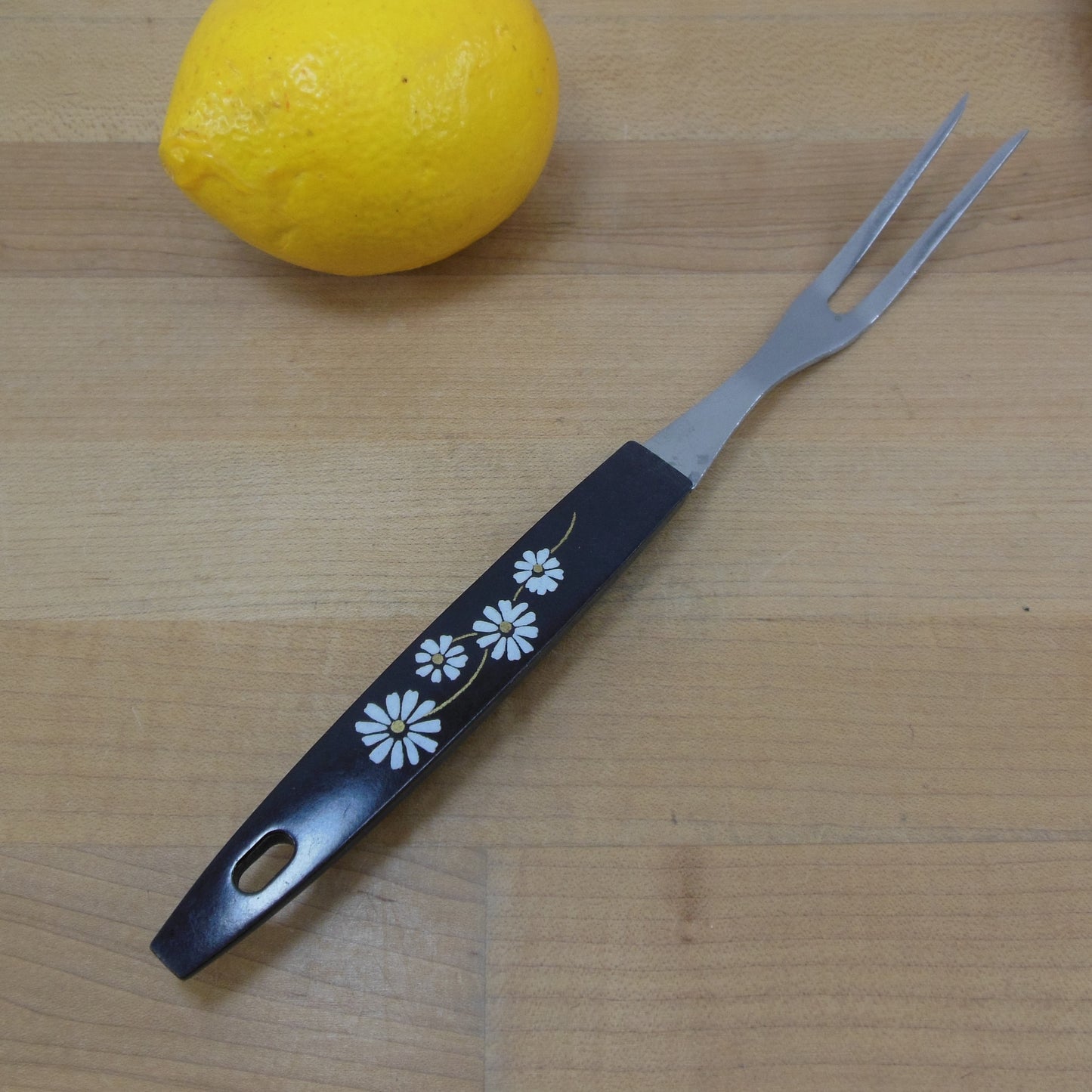 Unbranded USA Carving Turning Fork Black White Flowers Melamine Utensil