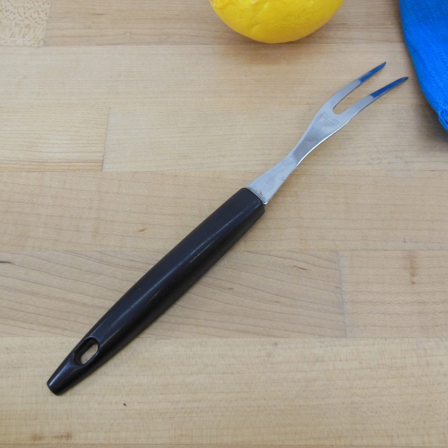 Unbranded USA Carving Turning Fork Black White Flowers Melamine Utensil Vintage used