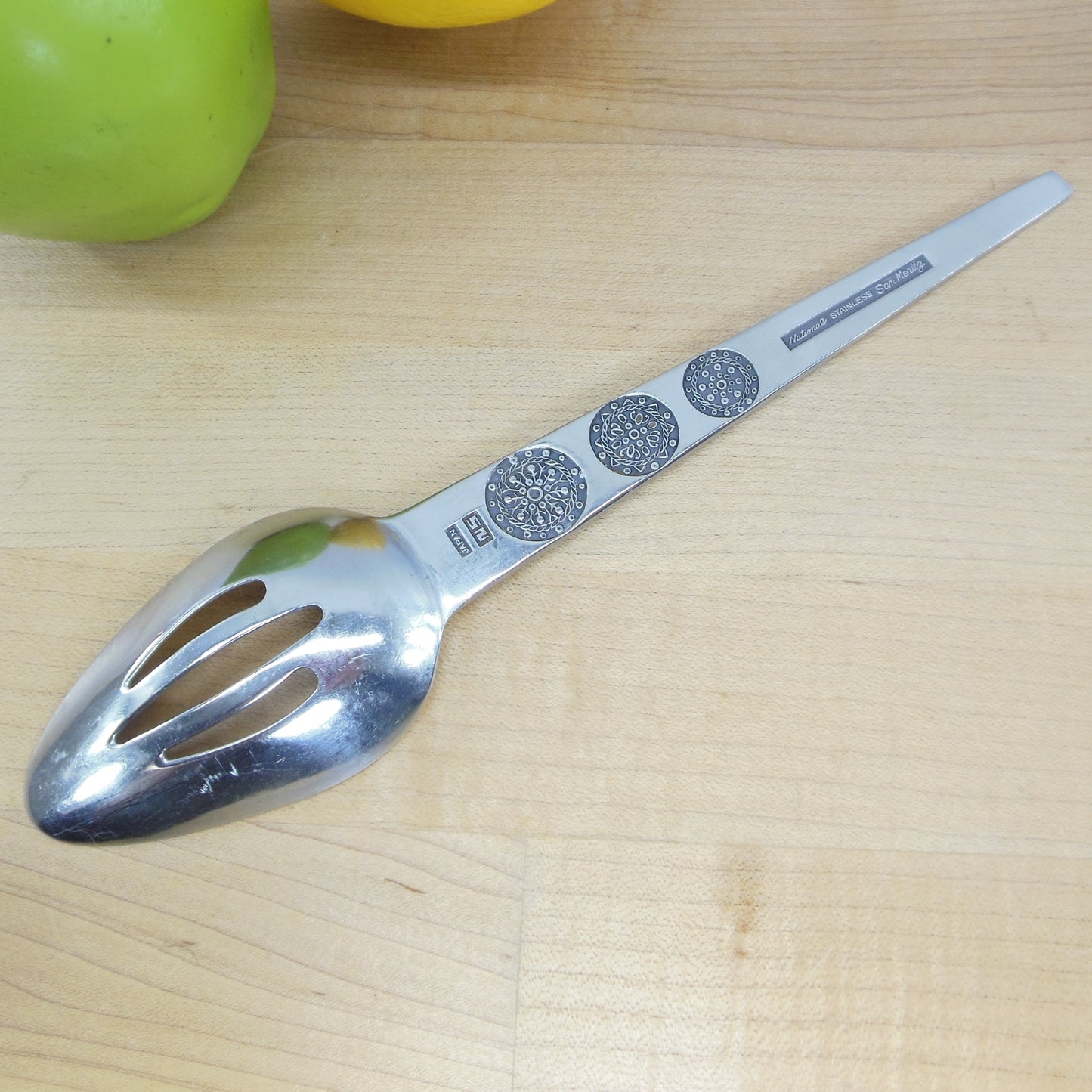 National Japan San Moritz Stainless Slotted Serving Spoon Vintage Used