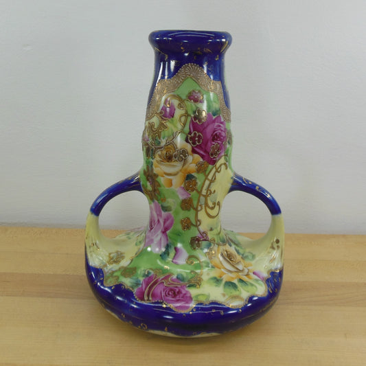 Morimura Gumi Nippon Antique Vase Roses Moriage 1/4" Maple Leaf