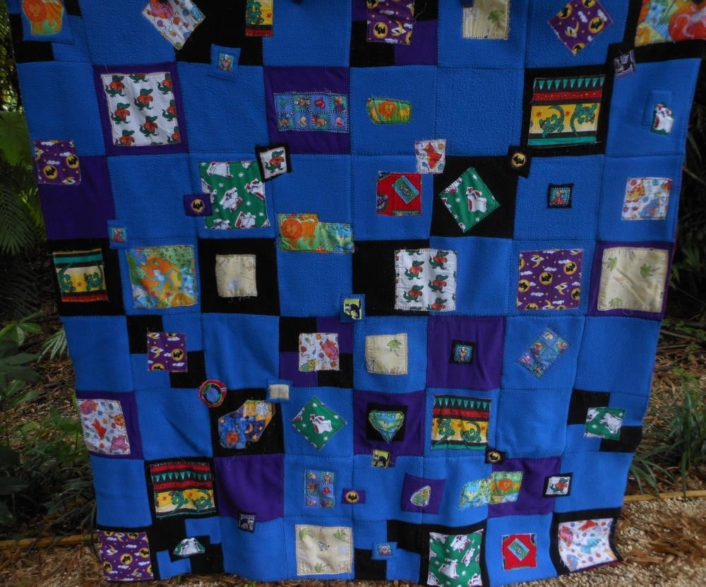 Child's Quilt Patchwork Appliqué Animals Cartoon Style Bright Multi Color bright