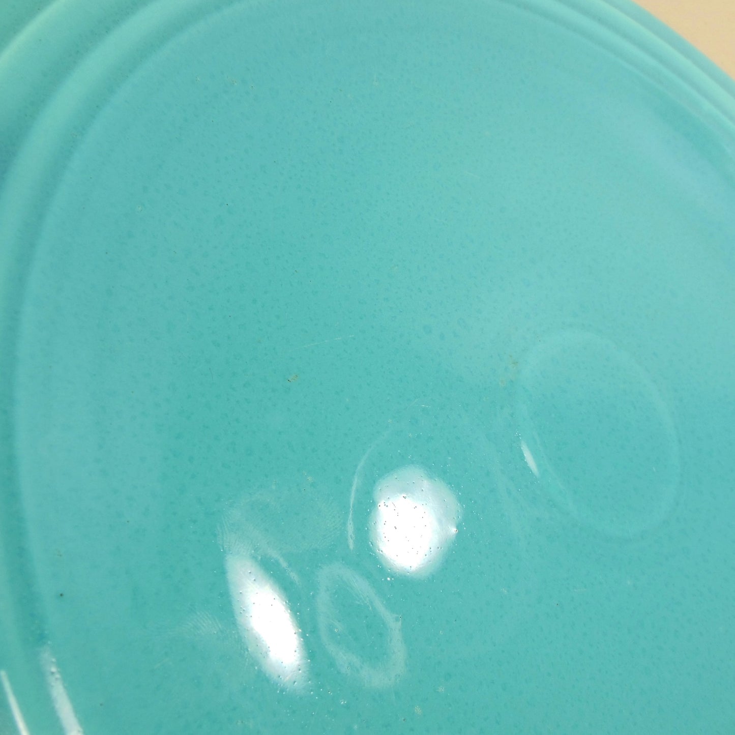Fiestaware Homer Laughlin Vintage 14" Round Platter Chop Plate Turquoise Blue Rings