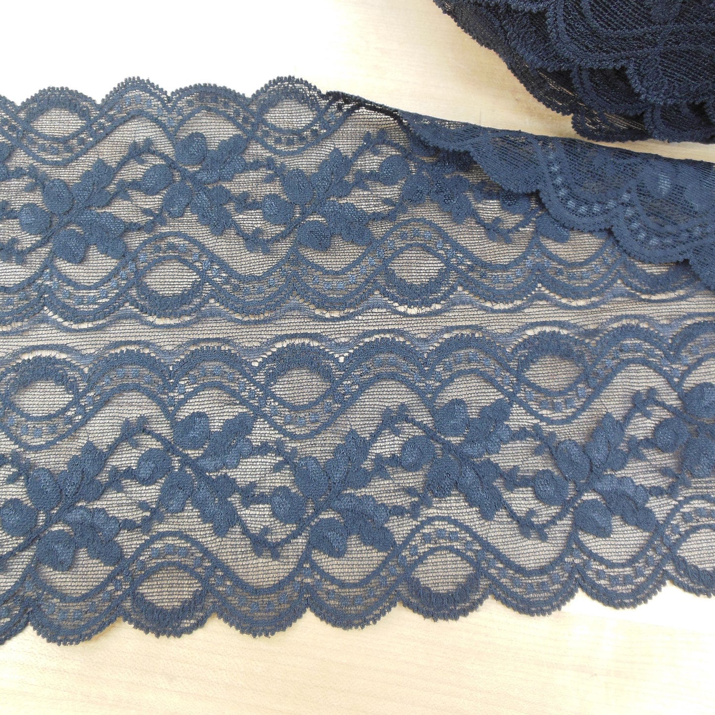 Vanity Fair Roll 88 Yards 7.5" Black Stretch Trimming Lace Vintage