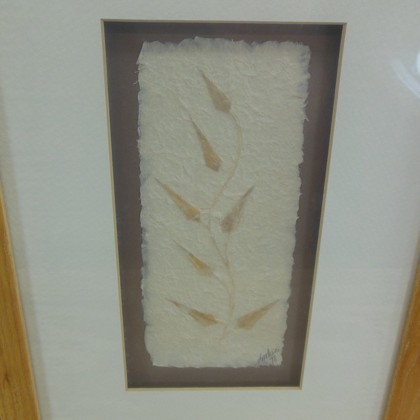 Waccamaw Pair Signed 1998 Paper Flora Art Pieces Framed