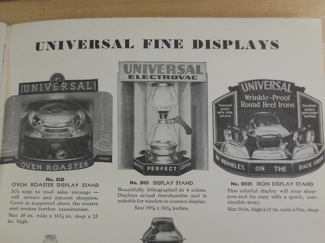 1937 Universal Dealer Catalog Store Displays - Oven Roaster Vacuum Coffee Irons