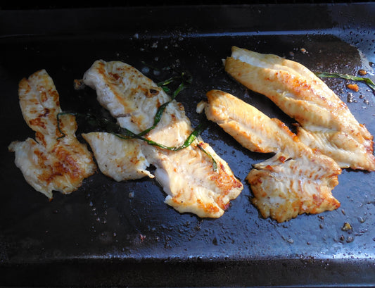 July 4th Grill Out - Fresh Large Mouth Bass on Griddle