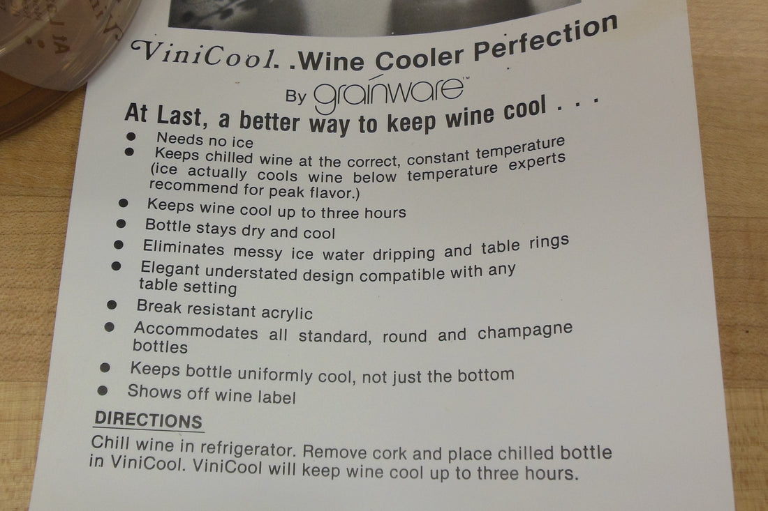 Spong Grainware ViniCool Wine Cooler Instructions