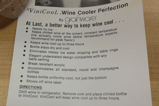 Spong Grainware ViniCool Wine Cooler Instructions