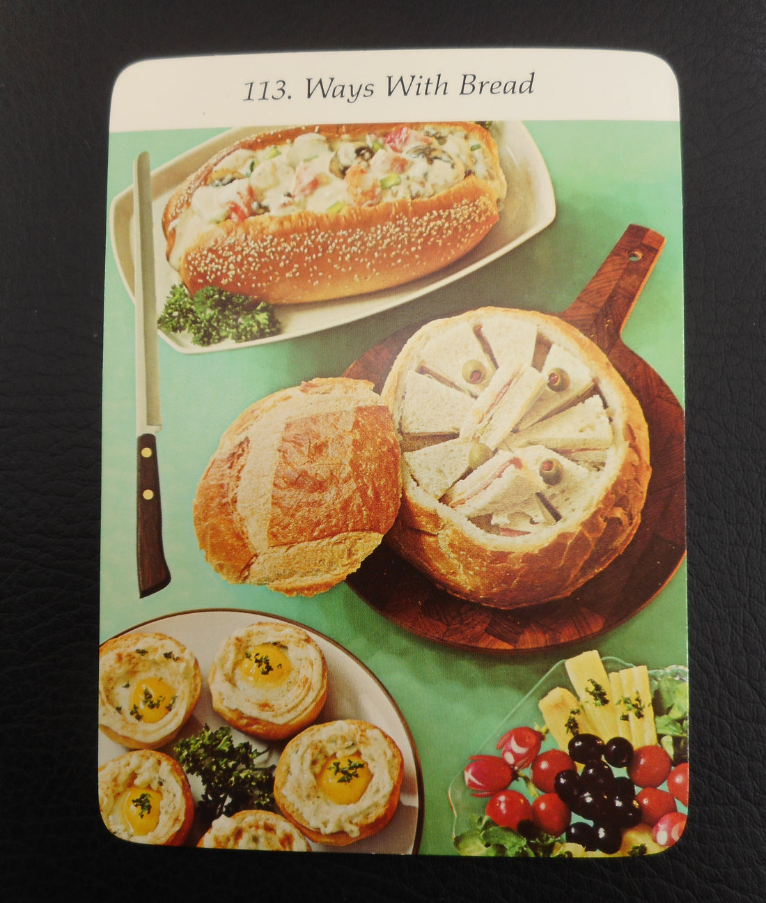 Vintage 1972 Dansk Teak Cutting Board Recipe Card - Ways With Bread