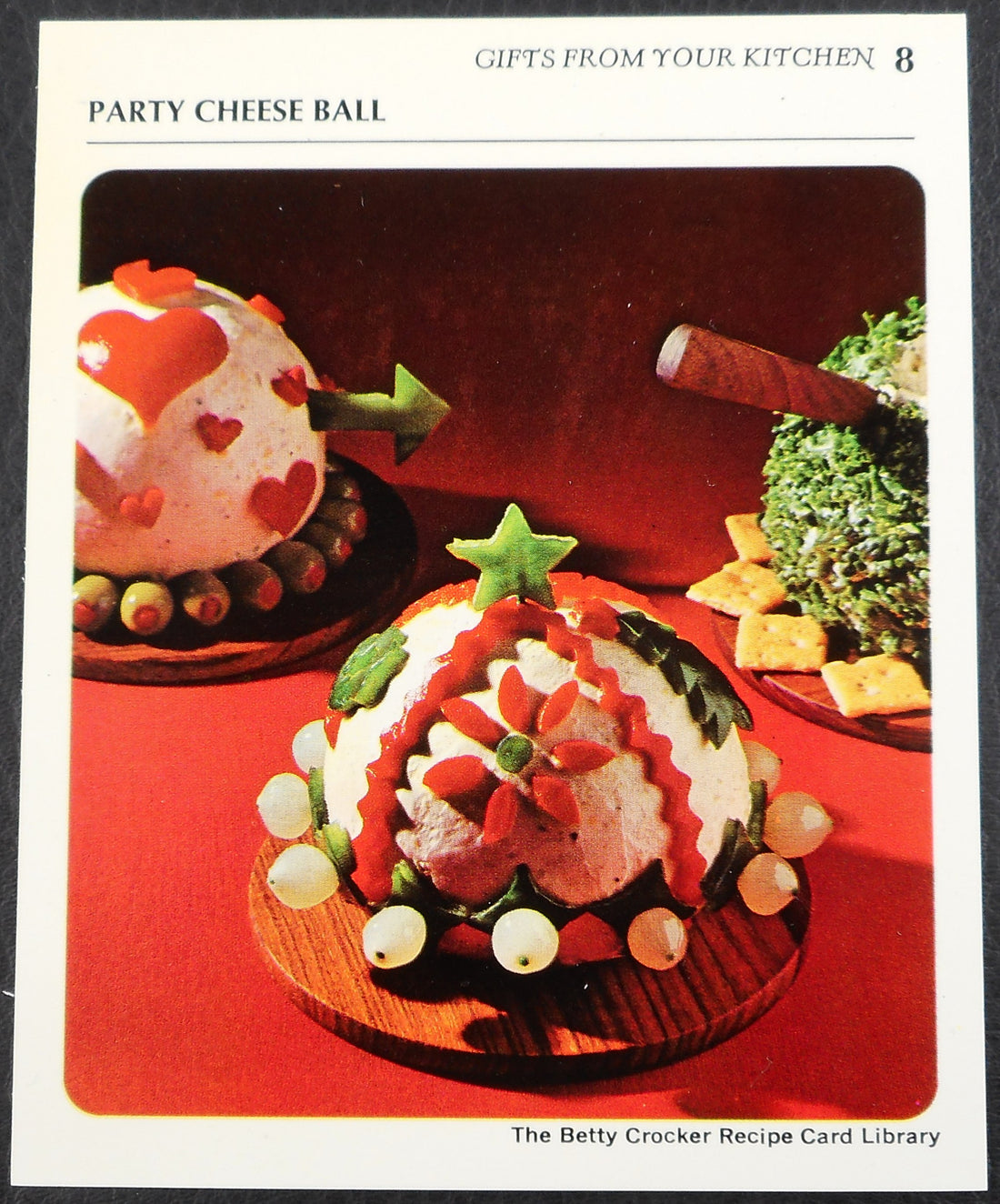 Vintage Cheesy Christmas Ball Party Food - 1971 Betty Crocker Recipe Card