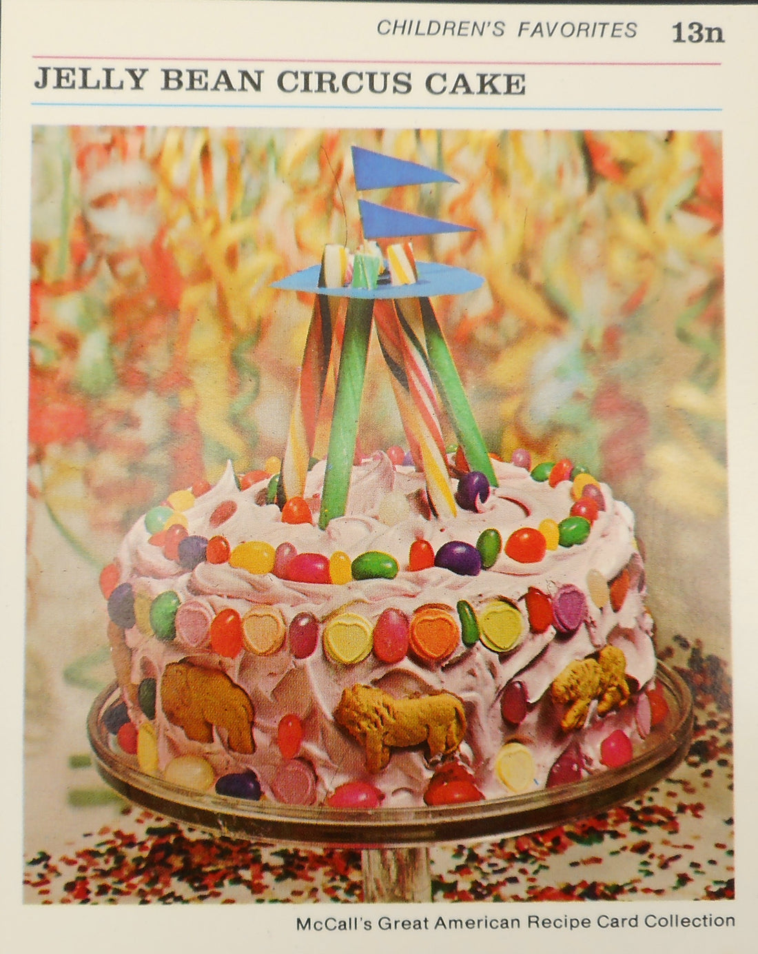 1970's McCall's Great American Recipe Card - Jelly Bean Circus Cake