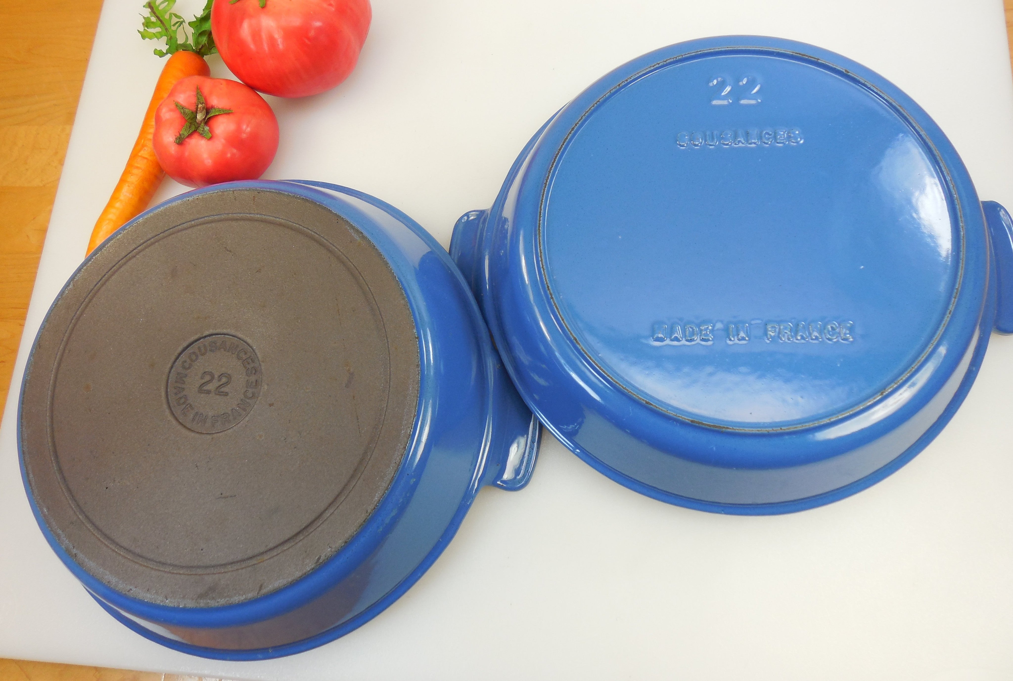2 Different Bottoms for Cousances France Cookware - Iron and Blue Enam ...