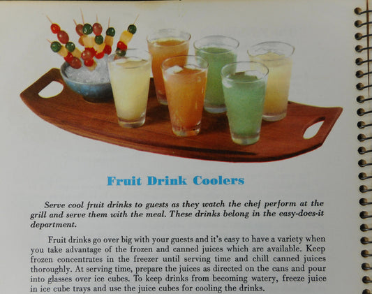 Dansk Teak Surfboard Tray with Fruit Drink Coolers 1950s