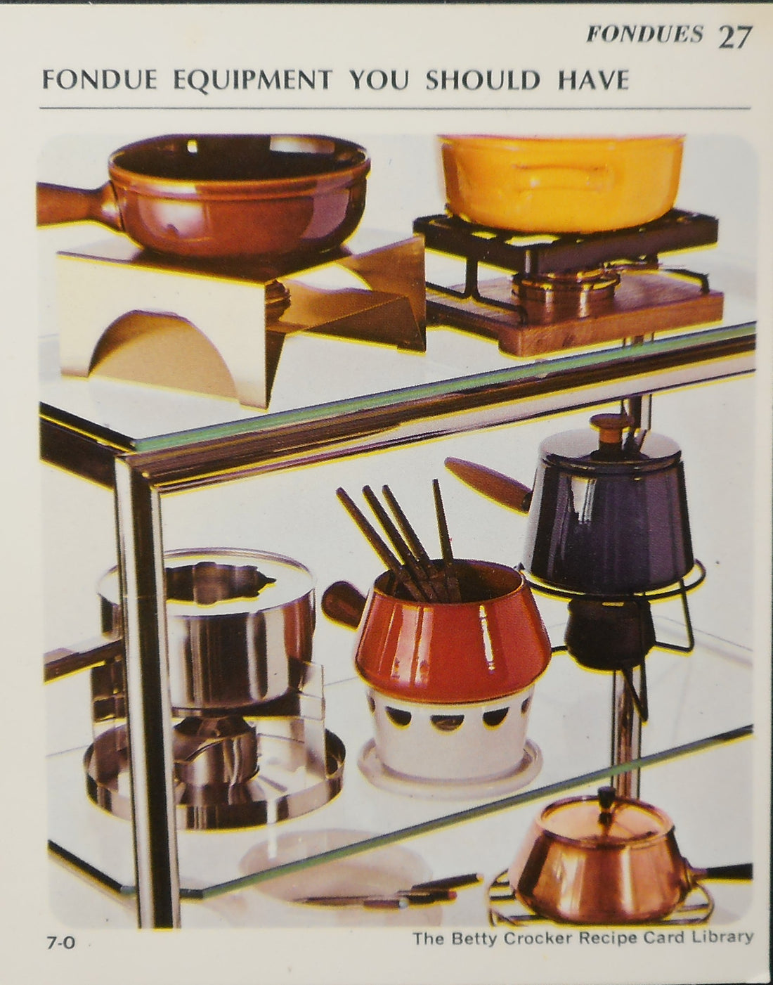 1970's Betty Crocker Recipe Card - Fondue Equipment You Should Have