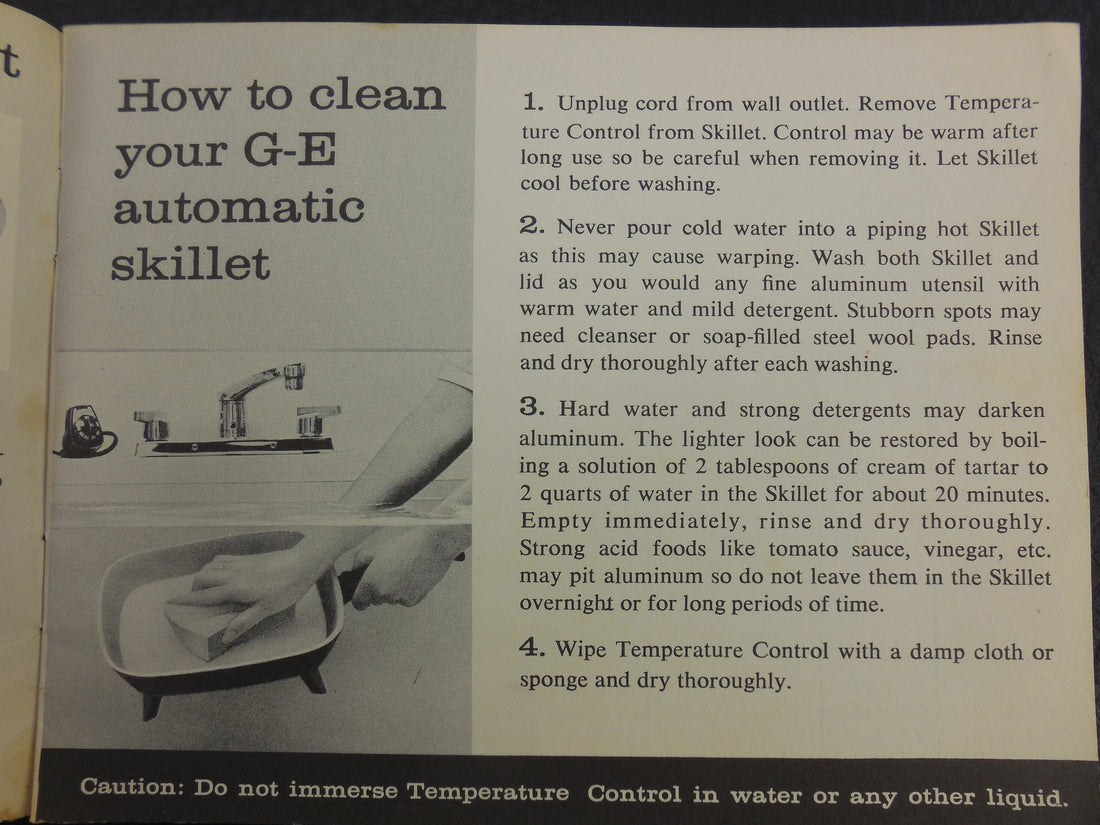 1960s - How To Clean Your GE Automatic Electric Skillet Instructions C114 C124