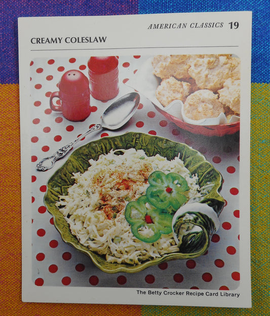 1971 Betty Crocker Recipe Card - "Creamy Coleslaw" Bordallo Pinheiro Type Leaf Bowl