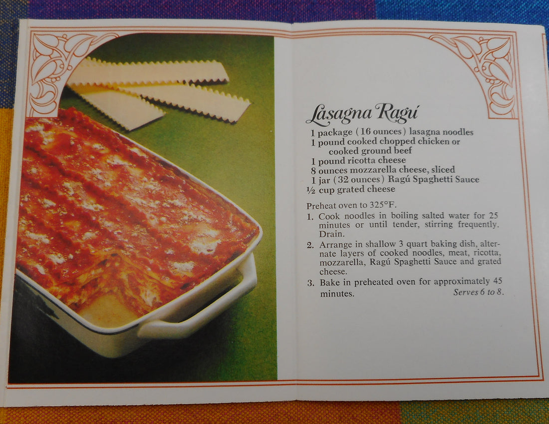 Vintage Recipe Booklet for Ragu Sauce - Lasagna