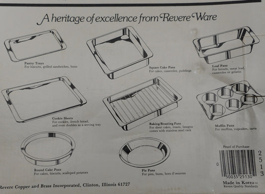Revere Ware Stainless Steel Bakeware 1980-90' Products Guide List