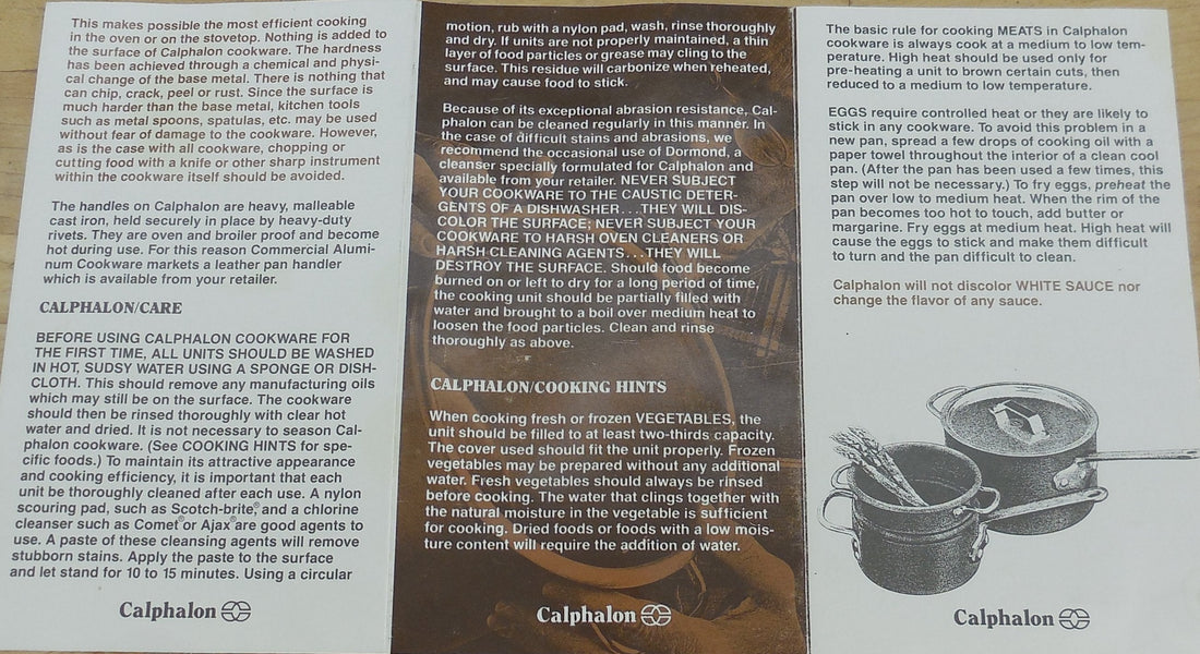 Calphalon Cookware 1987 Catalog Info Book Cleaning Cooking Instructions