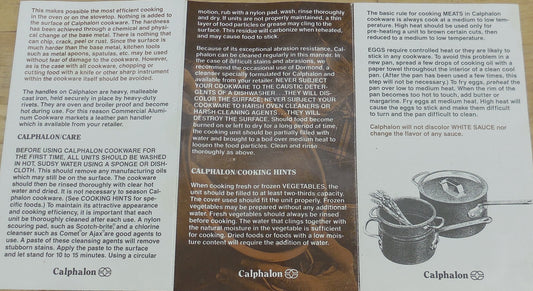 Calphalon Cookware 1987 Catalog Info Book Cleaning Cooking Instructions