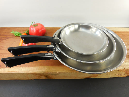 Farberware Chef Fry Pan Omelet Skillets - 8" 10" 12" - Modernist Design Vintage Cookware