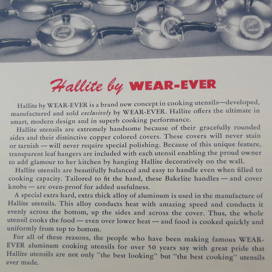 Wear Ever Hallite 1955 Dealer Catalog Description