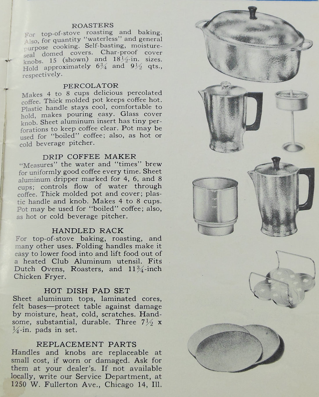 1949 Club Aluminum Hammercraft Cookware Booklet Descriptions II