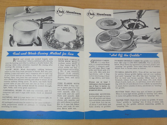 Club Aluminum 1949 Instruction Booklet Pancake Griddle Use
