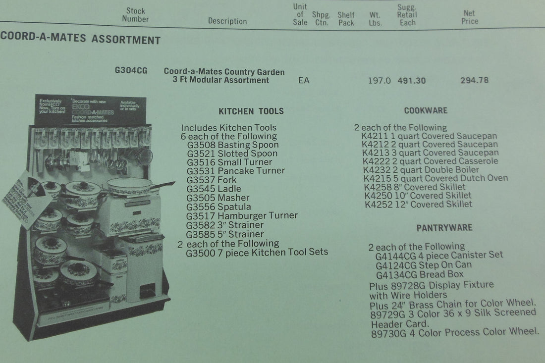 Ekco 1971 Dealer Catalog - Country Garden Utensils Cookware Pantryware