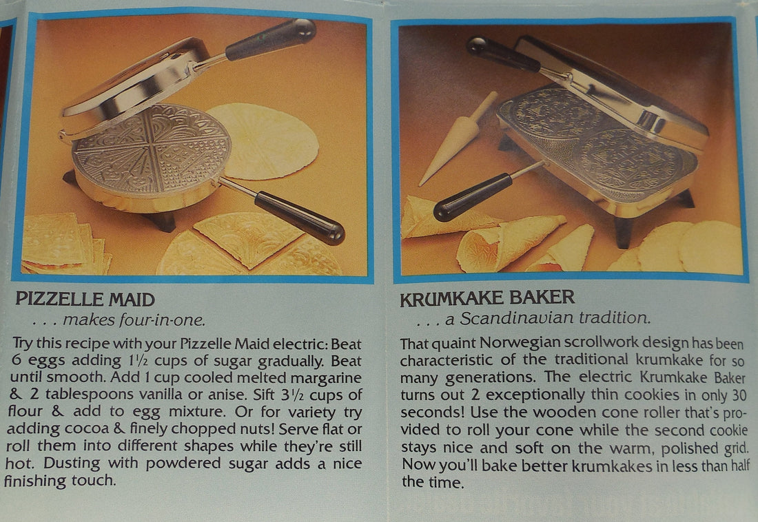 Vitantonio Pizzelle Maid & Krumkake Baker Information Ad