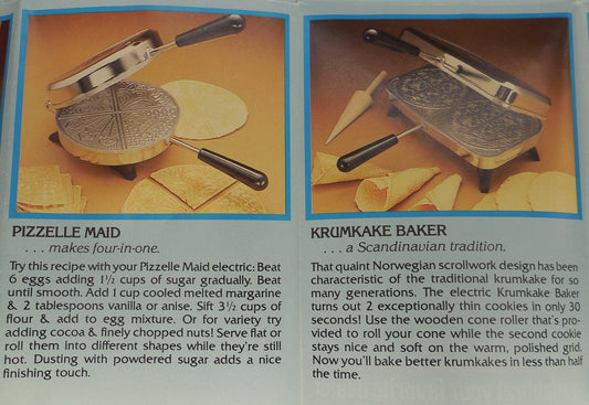 Vitantonio Pizzelle Maid & Krumkake Baker Information Ad