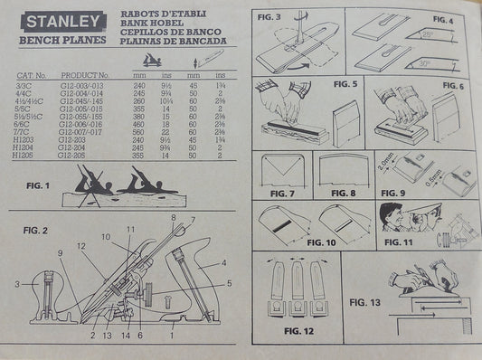Vintage Stanley Bench Plane Tool Info Booklet Models Instructions