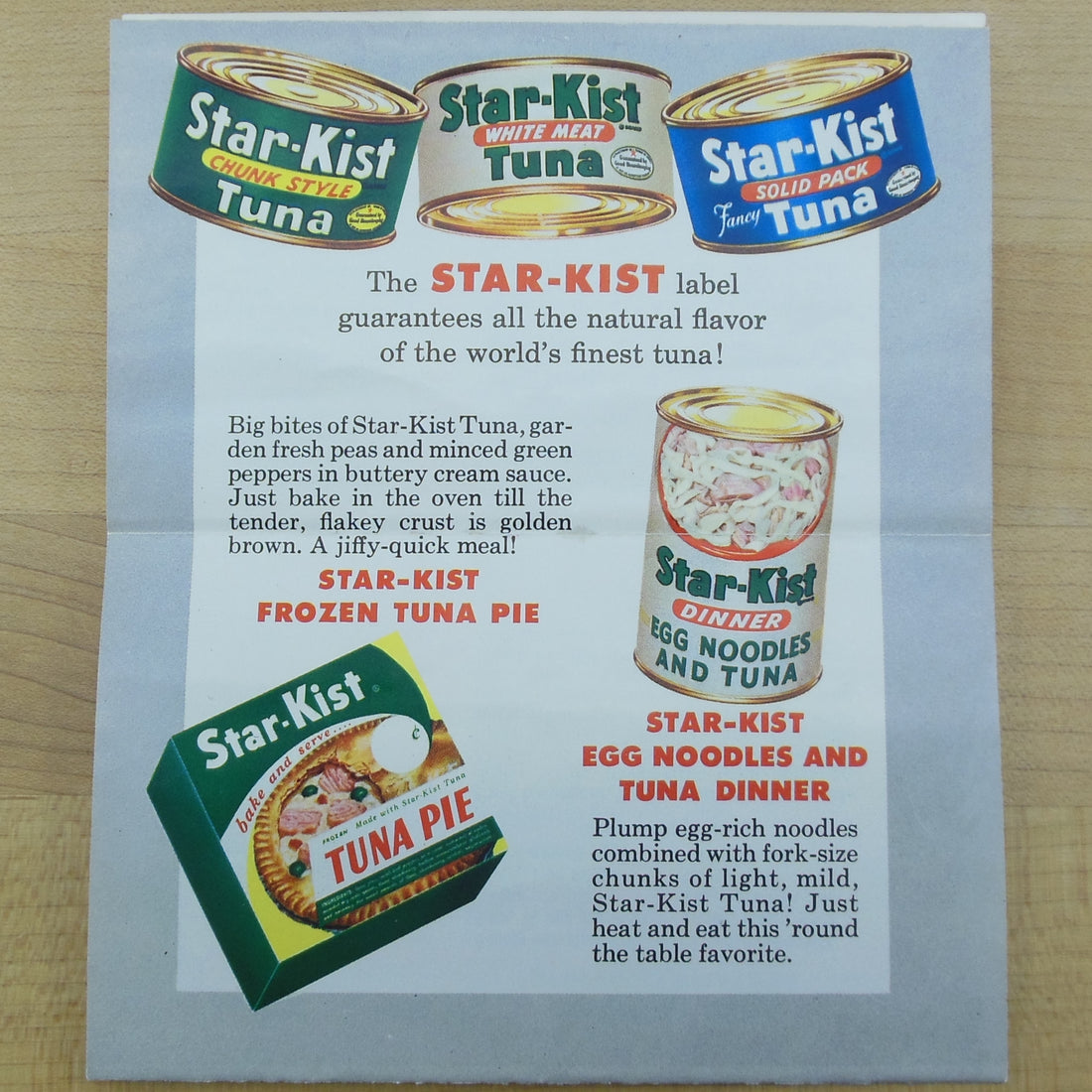 Star-Kist Advertisement for Frozen Pie & Egg Noodle Tuna Can