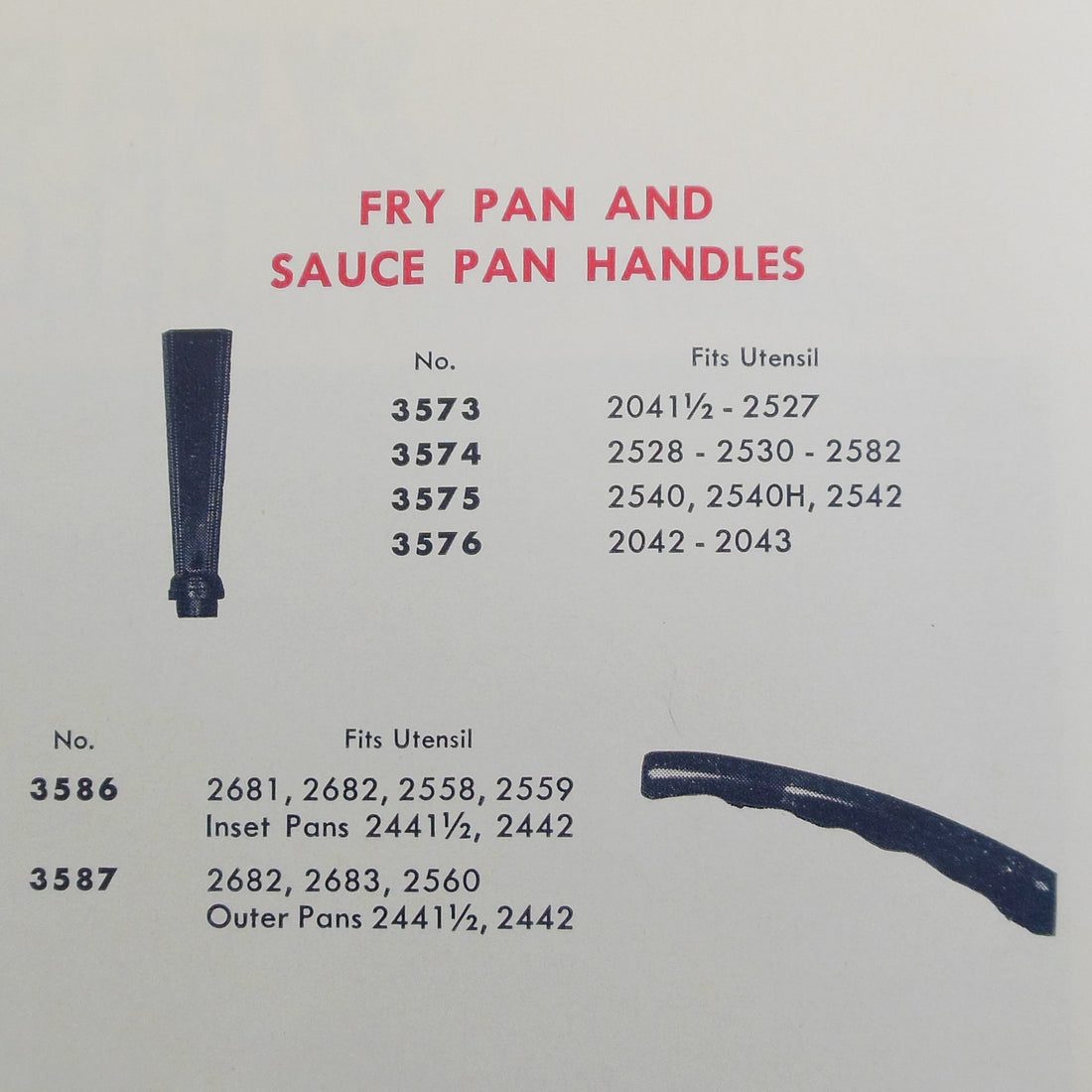 Wear Ever 1955 Dealer Catalog Replacement Handles Fry Sauce Pans