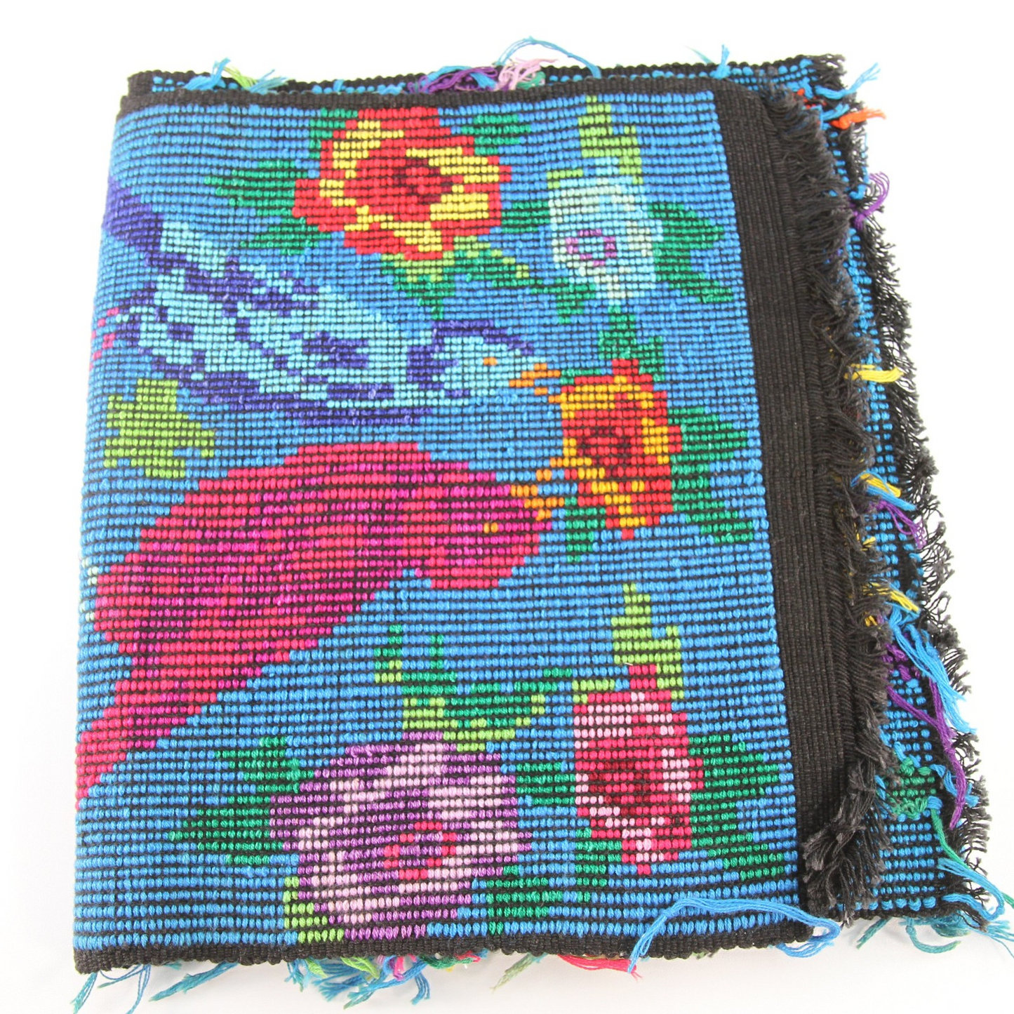 Vintage Ukrainian Woven Embroidered Table Runner Birds Flowers 54" X 10"