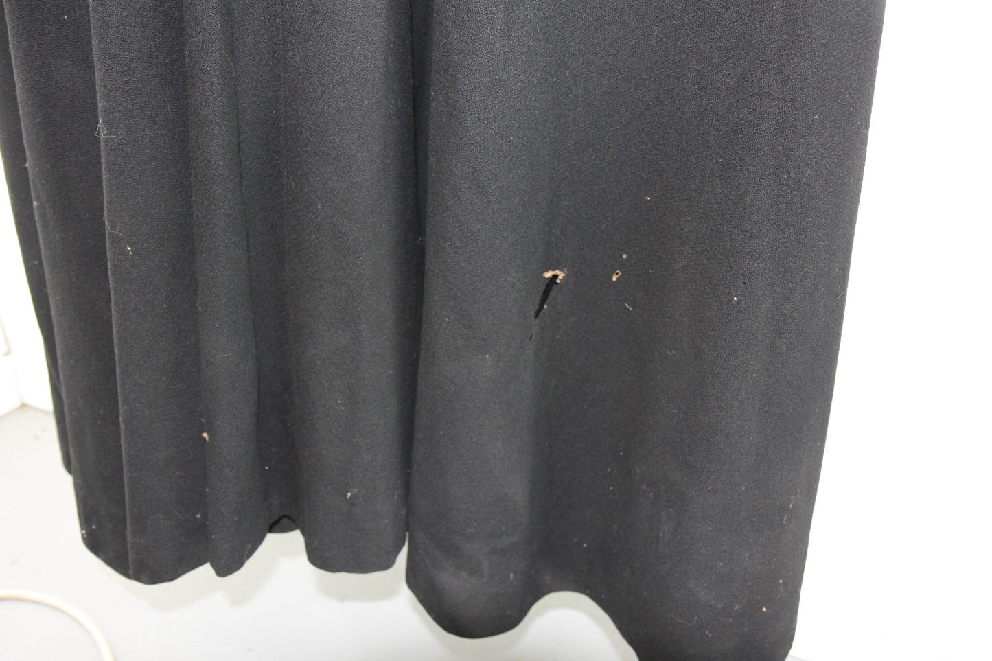 Vintage Hand Sewn Black Wool Cloak Satin Lined Theatre Stage Costume