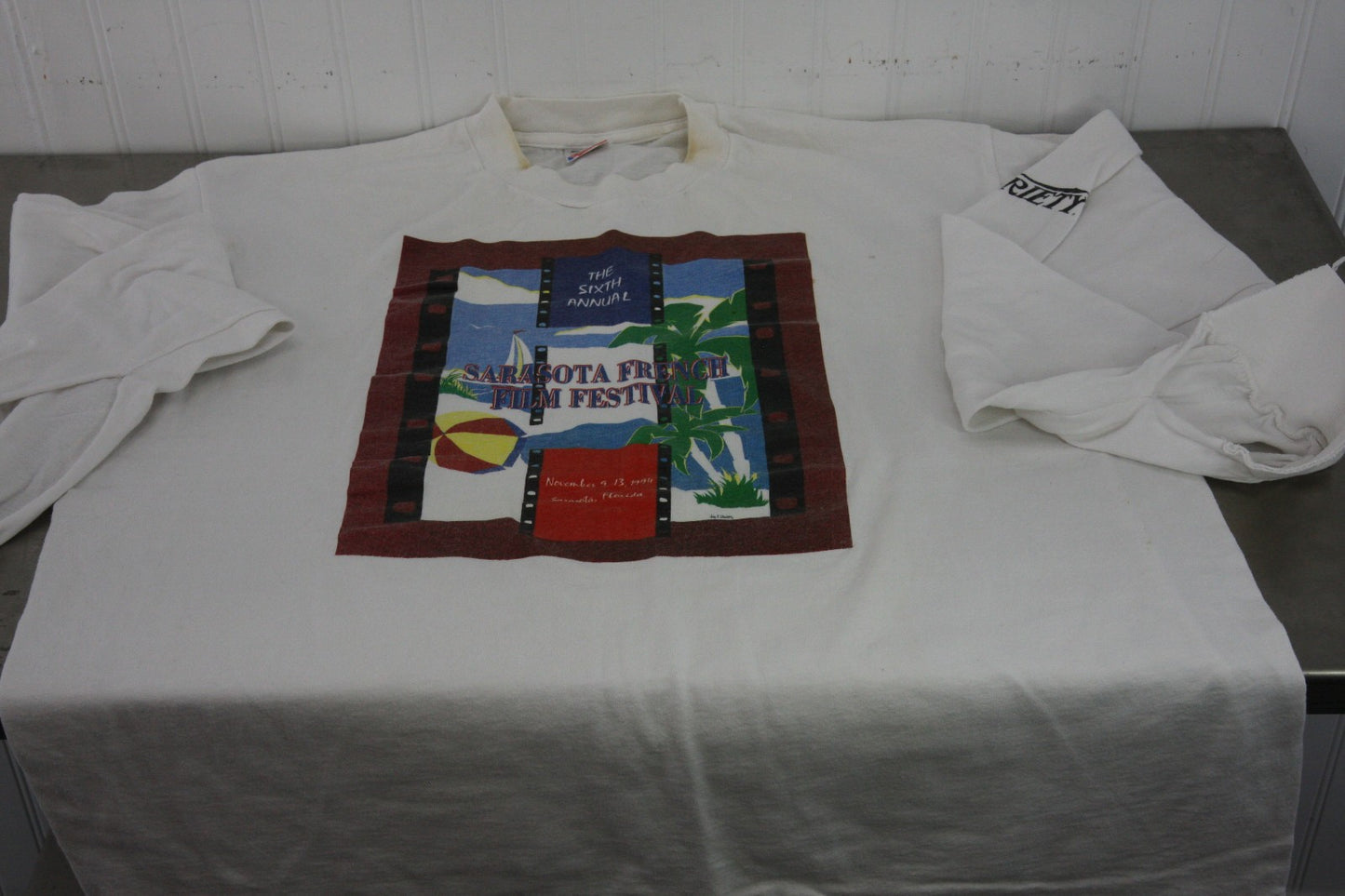 Pair Vintage Long Sleeve Tee Shirts Sarasota French Film Festival XL