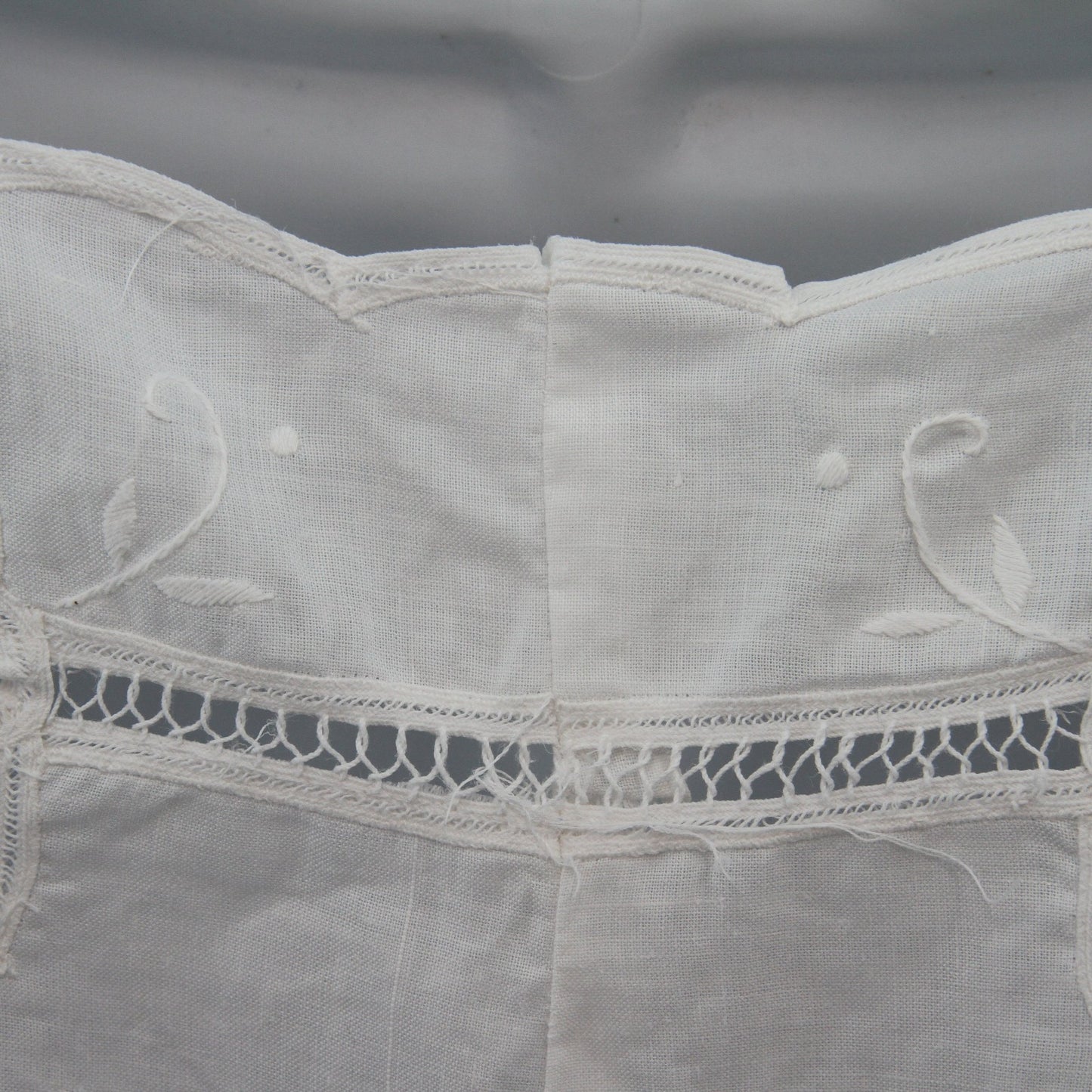 White Linen Womens Pant Suite, Matching Separates, Battenberg Lace