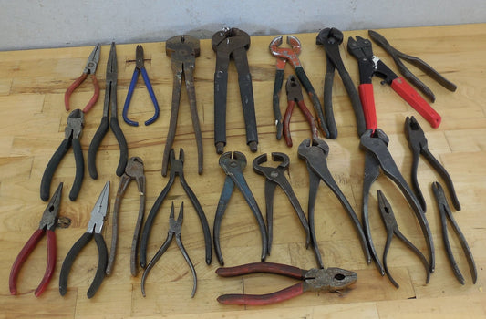 Estate 29 Lot Tools Vtg. Pliers Nippers Needle Nose Dykes Wire Cutters Etc.
